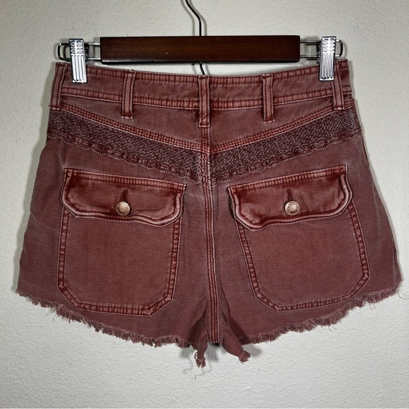 Free People Rust High Waist Great Expectations Lace Cutout Shorts Size 2 - Picture 4 of 9